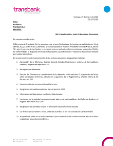 Carta de citación a la junta ordinaria Documento