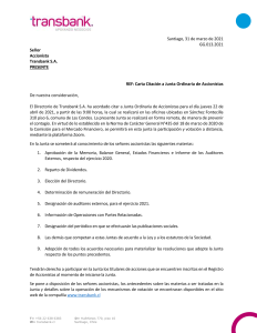 Carta de Citación Junta Ordinaria de Accionistas Documento