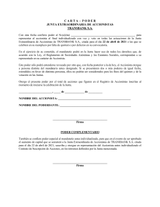 Poder Junta Extraordinaria de Accionistas con facultad para suscribir acciones Documento