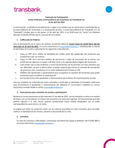 Protocolo de Asistencia a Junta Ordinara y Extraordinaria de Accionistas Documento