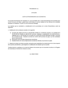 Citación a junta extraordinaria de accionistas 03 de junio de 2014